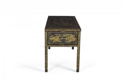 English Regency Chinese Export Gilt Black Lacquer Desk