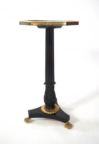 English Regency Chinoiserie Lacquer Top Ebonized Brass Mounted Stand