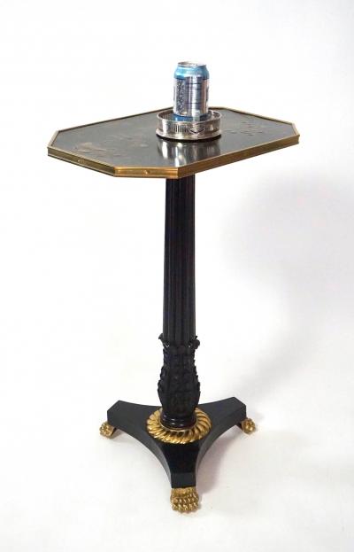 English Regency Chinoiserie Lacquer Top Ebonized Brass Mounted Stand