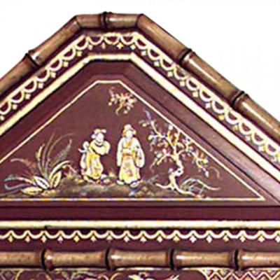 English Regency Chinoiserie Style Faux Bamboo Pediment Top Wall Mirror