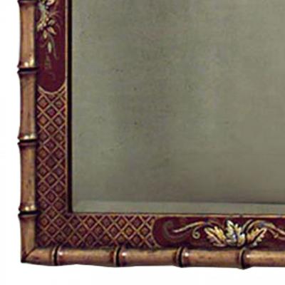 English Regency Chinoiserie Style Faux Bamboo Pediment Top Wall Mirror