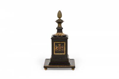 English Regency Decorative Painted and Gilt Newel Post Cap