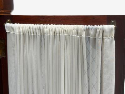 English Regency Demilune Cabinets Mahogany Brass Fabric England 20th c 