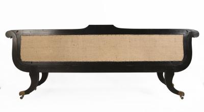 English Regency Ebonized and Gilt Star Design Sofa Settee