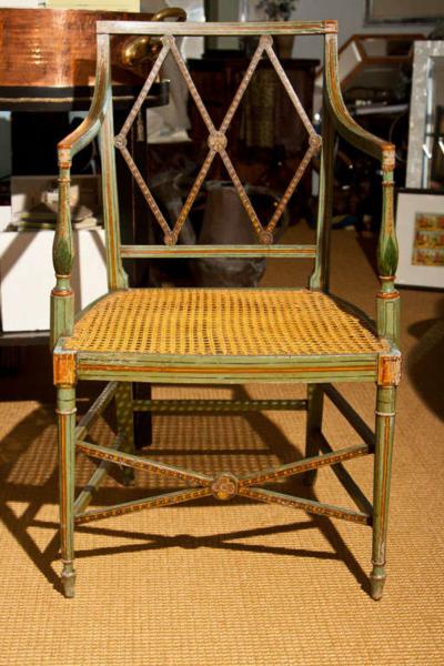 English Regency Era Painted Wood Arm Chair