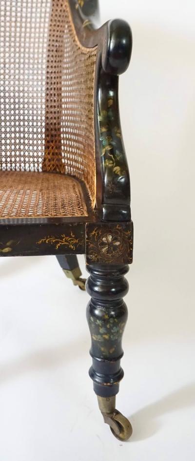 English Regency Faux Papier m ch Caned Bergere or Armchair circa 1830