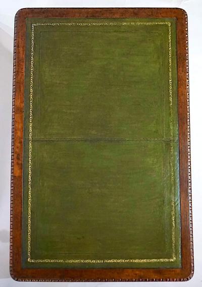 English Regency George IV Oak and Burr Walnut Library Writing Table circa 1825