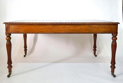 English Regency George IV Oak and Burr Walnut Library Writing Table circa 1825