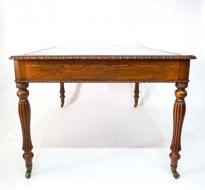 English Regency George IV Oak and Burr Walnut Library Writing Table circa 1825