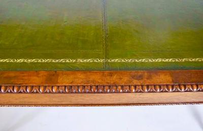 English Regency George IV Oak and Burr Walnut Library Writing Table circa 1825