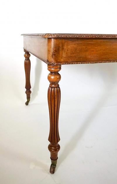 English Regency George IV Oak and Burr Walnut Library Writing Table circa 1825