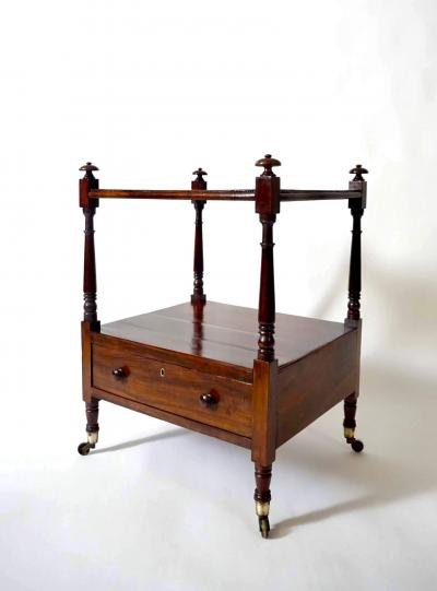 English Regency Gon alo Alves Low Etagere or Two Tier Stand with Drawer c 1815