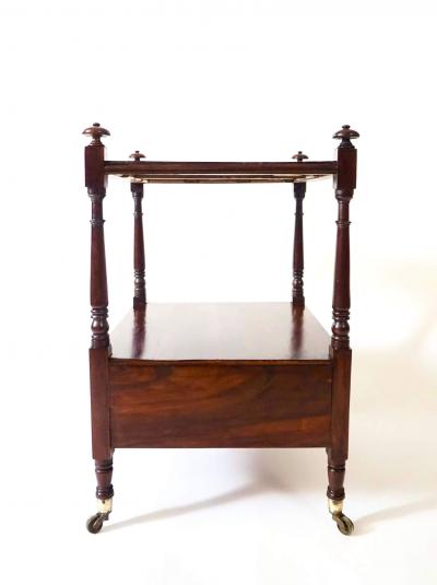 English Regency Gon alo Alves Low Etagere or Two Tier Stand with Drawer c 1815