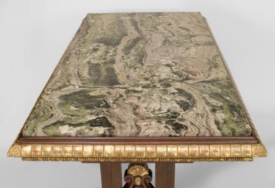 English Regency Jasper Marble and Mahogany Center Table