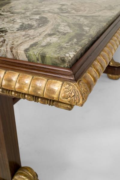 English Regency Jasper Marble and Mahogany Center Table