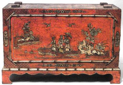 English Regency Lacquered Chinoiserie Partners Desk