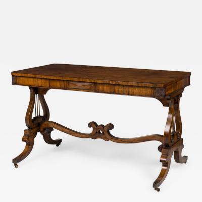 English Regency Lyre Support Table Desk