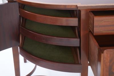 English Regency Mahogany Bow Front Inlaid Sideboard Server