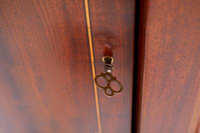 English Regency Mahogany Bow Front Inlaid Sideboard Server