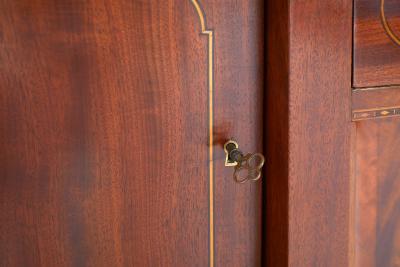 English Regency Mahogany Bow Front Inlaid Sideboard Server