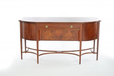 English Regency Mahogany Bow Front Inlaid Sideboard Server
