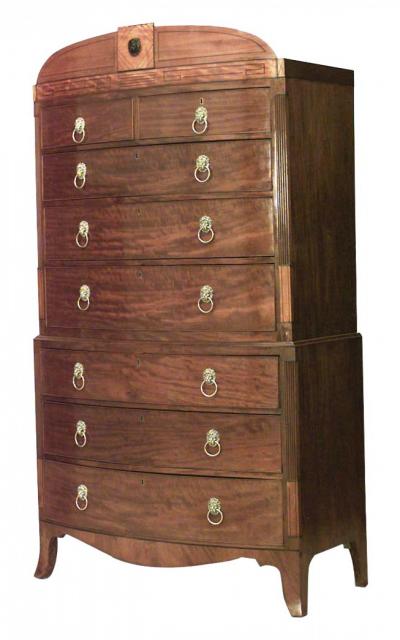 English Regency Mahogany Chest with Inlaid Pediment Top