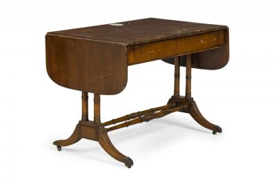 English Regency Mahogany Drop Leaf Console Sofa Table