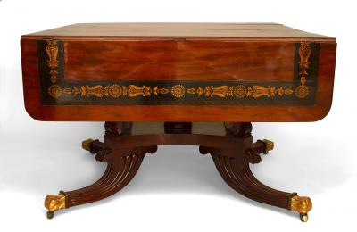 English Regency Mahogany and Gilt Dining Table