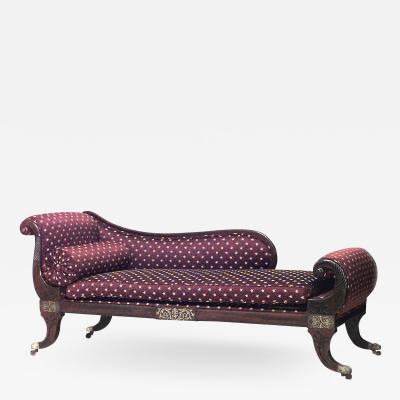 English Regency Maroon Gold Star Recamier