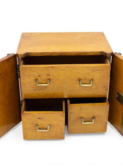 English Regency Oak Jewelry Cabinet