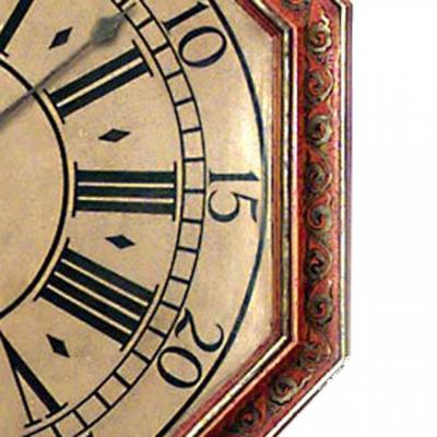 English Regency Red Lacquer Wall Clock