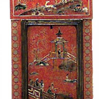 English Regency Red Lacquer Wall Clock