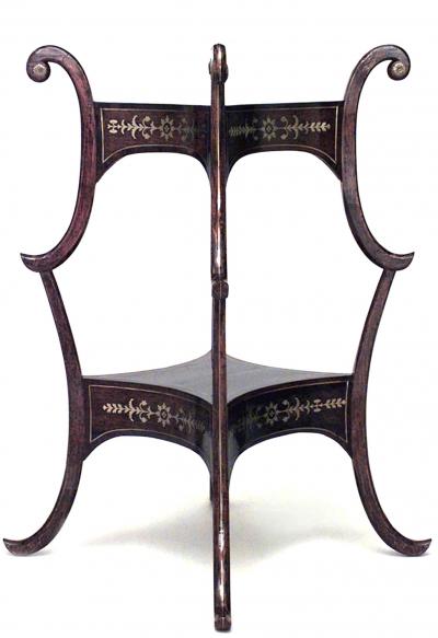 English Regency Rosewood Brass Inlaid End Table