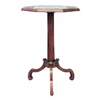 English Regency Satinwood Chess Checkers Game Table
