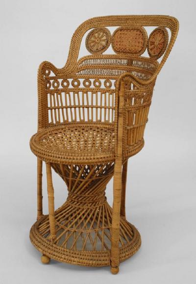 English Regency Style 19th Century Brighton Design Wicker Round Back Armchair