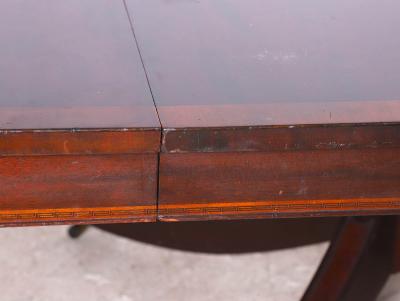 English Regency Style 19th Century Mahogany and Fruitwood Inlaid Pedestal Table