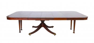 English Regency Style 19th Century Mahogany and Fruitwood Inlaid Pedestal Table