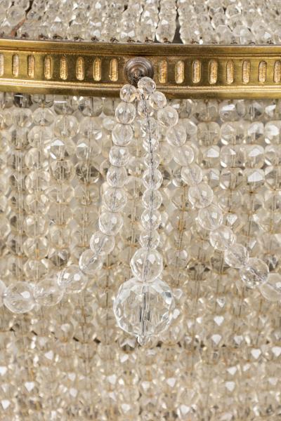 English Regency Style Basket Acorn Beaded Crystal Chandelier
