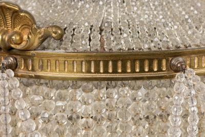 English Regency Style Basket Acorn Beaded Crystal Chandelier