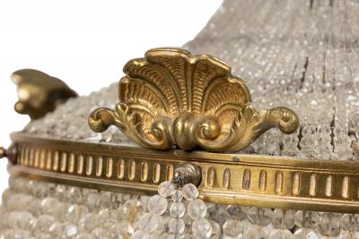 English Regency Style Basket Acorn Beaded Crystal Chandelier