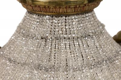 English Regency Style Basket Acorn Beaded Crystal Chandelier