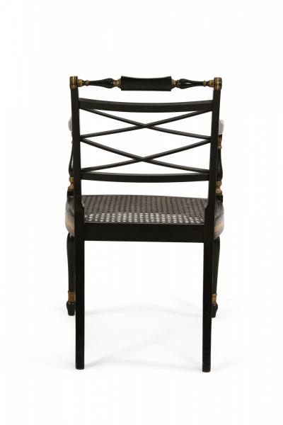 English Regency Style Black and Gold Painted Cane Seat Side Chair