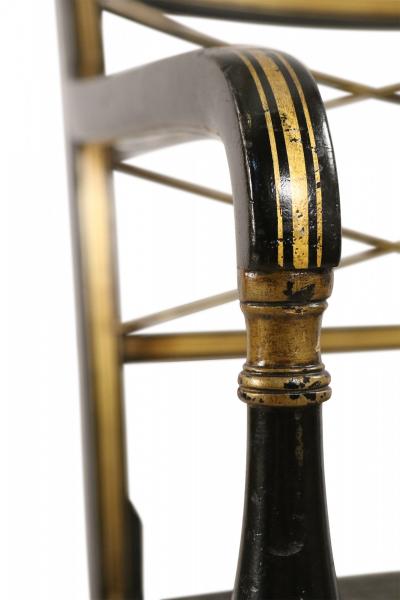 English Regency Style Black and Gold Painted Cane Seat Side Chair