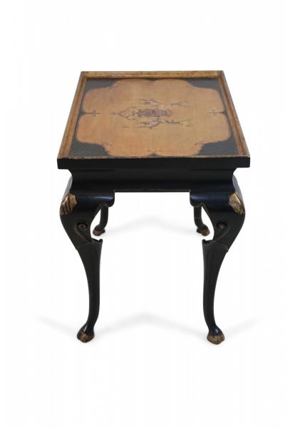 English Regency Style Black and Gold Painted End Table
