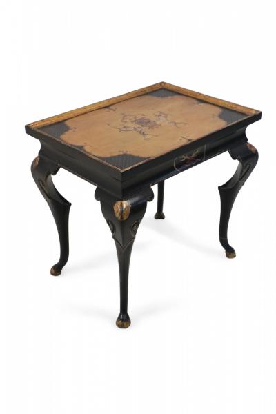 English Regency Style Black and Gold Painted End Table