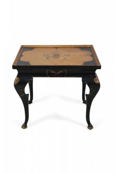 English Regency Style Black and Gold Painted End Table