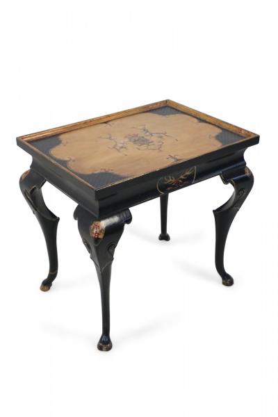 English Regency Style Black and Gold Painted End Table