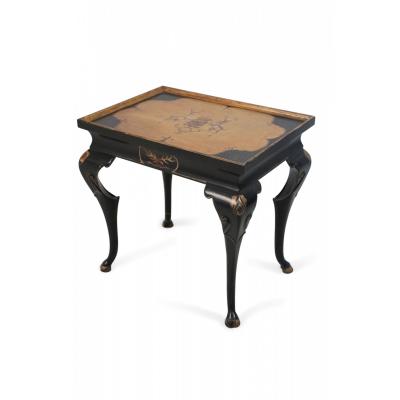 English Regency Style Black and Gold Painted End Table