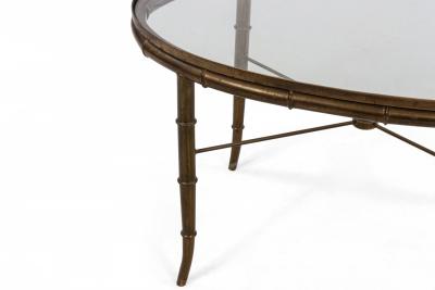 English Regency Style Brass and Faux Bamboo Oval Coffee Table