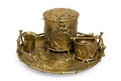English Regency Style Bronze Smoking Set